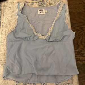 Princess Polly Light Blue Lace Trim Tank Top